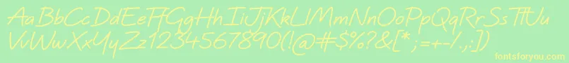 フォントQuinzeyBold – 黄色の文字が緑の背景にあります