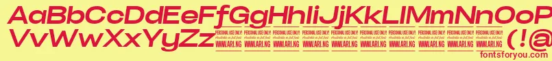 SpecifypersonalExpbolditalic Font – Red Fonts on Yellow Background