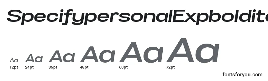 Размеры шрифта SpecifypersonalExpbolditalic