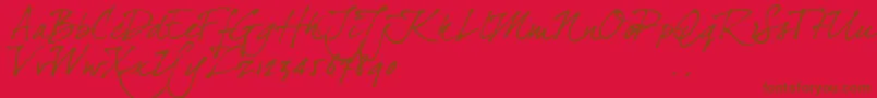 Dj4trial-Schriftart – Braune Schriften auf rotem Hintergrund