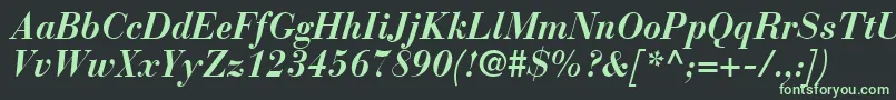BodoniRecutSsiBoldItalic Font – Green Fonts on Black Background