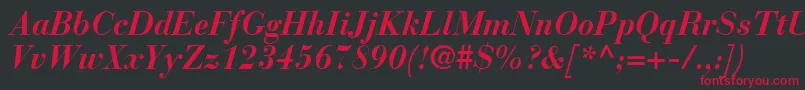 BodoniRecutSsiBoldItalic Font – Red Fonts on Black Background