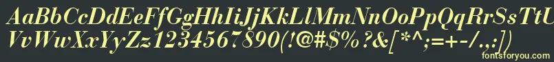 BodoniRecutSsiBoldItalic Font – Yellow Fonts on Black Background