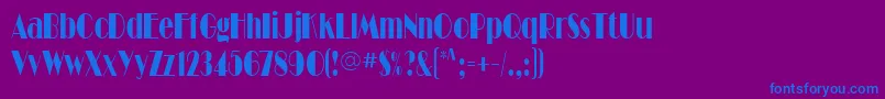 BarbeDisplayCondensedSsiCondensed-Schriftart – Blaue Schriften auf violettem Hintergrund