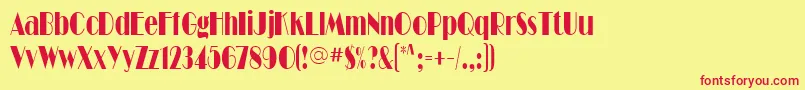 BarbeDisplayCondensedSsiCondensed-Schriftart – Rote Schriften auf gelbem Hintergrund