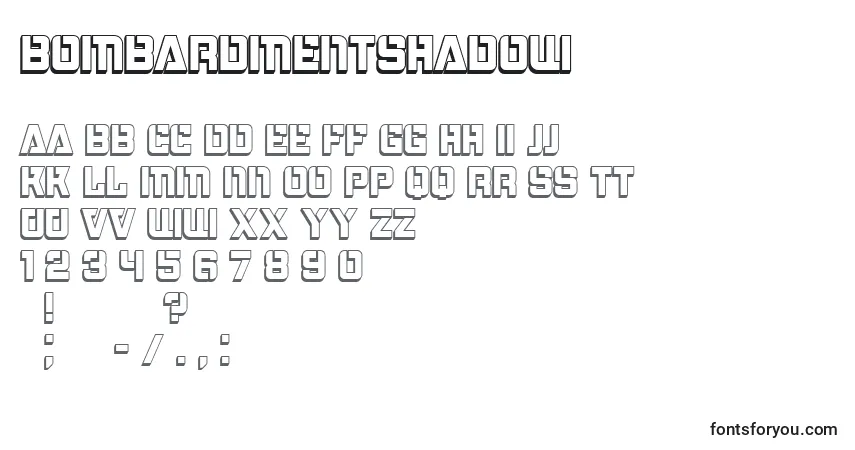 Czcionka BombardmentShadow – alfabet, cyfry, specjalne znaki