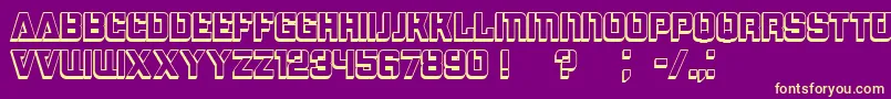 BombardmentShadowフォントについての詳細 フォントBombardmentShadow – 紫の背景に黄色のフォント