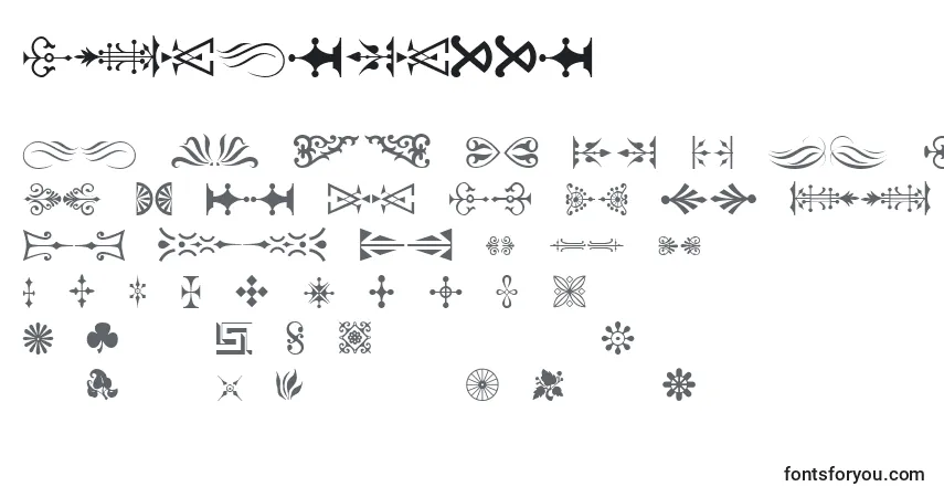 Schriftart Ornamenttm – Alphabet, Zahlen, spezielle Symbole