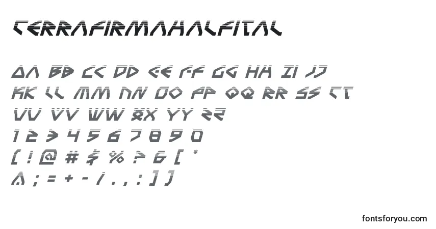 Schriftart Terrafirmahalfital – Alphabet, Zahlen, spezielle Symbole