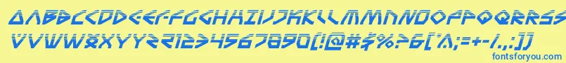 フォントTerrafirmahalfital – 青い文字が黄色の背景にあります。