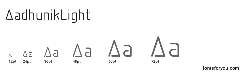 AadhunikLight Font Sizes