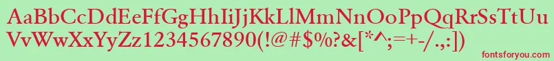 Urwgaramondtmedwid Font – Red Fonts on Green Background