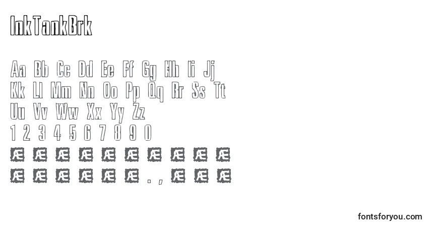 Czcionka InkTankBrk – alfabet, cyfry, specjalne znaki