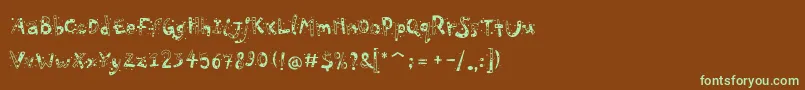 Шрифт PfPlayskoolProConfetti – зелёные шрифты на коричневом фоне