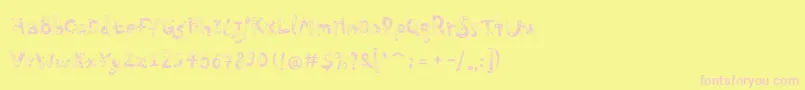 Fonte PfPlayskoolProConfetti – fontes rosa em um fundo amarelo