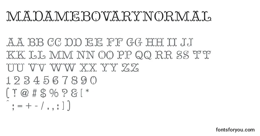 Czcionka MadameBovaryNormal – alfabet, cyfry, specjalne znaki