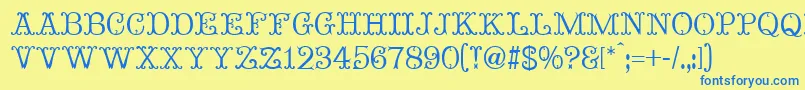 MadameBovaryNormal-fontti – siniset fontit keltaisella taustalla