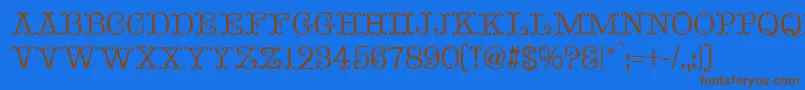 フォントMadameBovaryNormal – 茶色の文字が青い背景にあります。