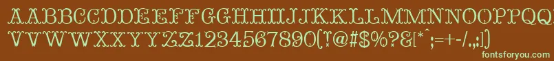 フォントMadameBovaryNormal – 緑色の文字が茶色の背景にあります。
