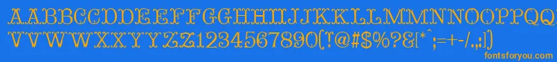 MadameBovaryNormal-Schriftart – Orangefarbene Schriften auf blauem Hintergrund