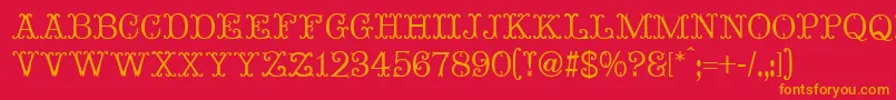 フォントMadameBovaryNormal – 赤い背景にオレンジの文字