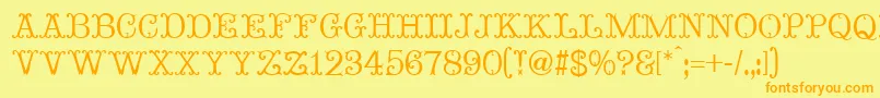 Fonte MadameBovaryNormal – fontes laranjas em um fundo amarelo