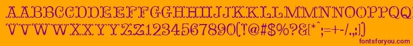 MadameBovaryNormal-Schriftart – Violette Schriften auf orangefarbenem Hintergrund