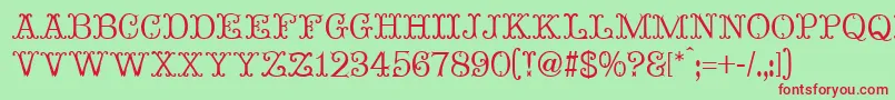 MadameBovaryNormal-fontti – punaiset fontit vihreällä taustalla