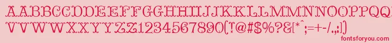MadameBovaryNormal-fontti – punaiset fontit vaaleanpunaisella taustalla