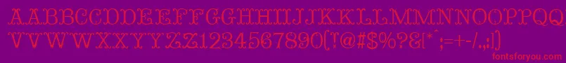 MadameBovaryNormal-fontti – punaiset fontit violetilla taustalla