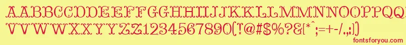 MadameBovaryNormal-fontti – punaiset fontit keltaisella taustalla