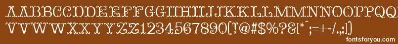 MadameBovaryNormal-fontti – valkoiset fontit ruskealla taustalla