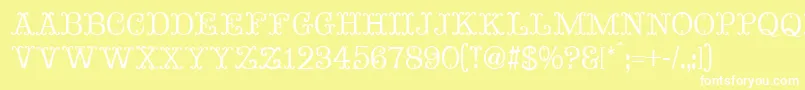 MadameBovaryNormal-fontti – valkoiset fontit keltaisella taustalla