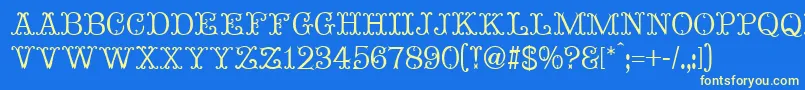 MadameBovaryNormal-fontti – keltaiset fontit sinisellä taustalla