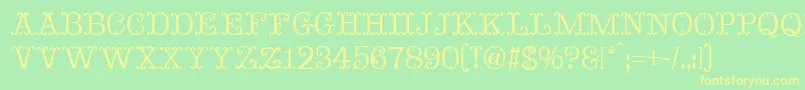 MadameBovaryNormal-fontti – keltaiset fontit vihreällä taustalla