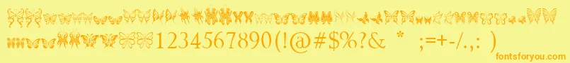 TribalButterflies Font – Orange Fonts on Yellow Background