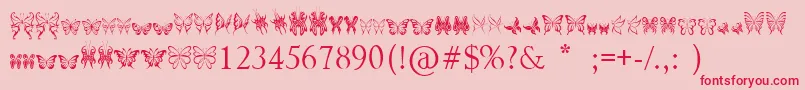 TribalButterflies Font – Red Fonts on Pink Background