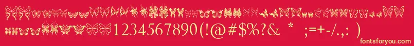 TribalButterflies Font – Yellow Fonts on Red Background