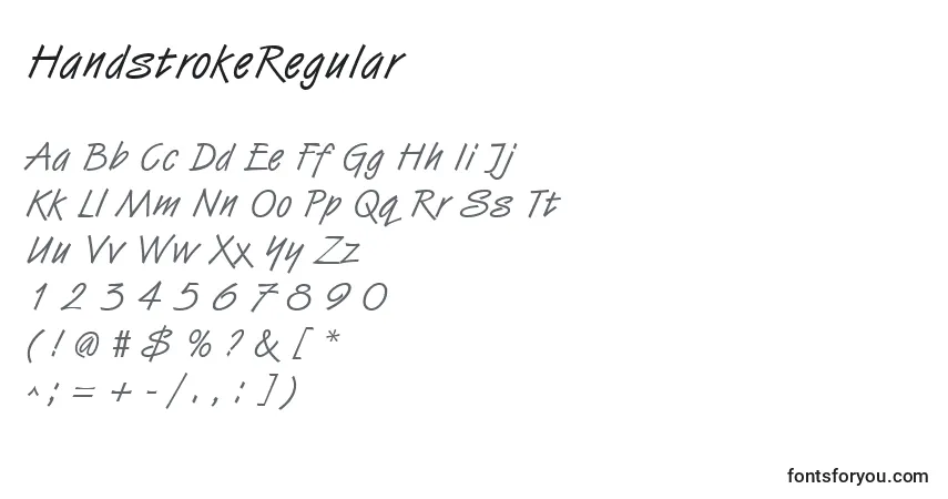 A fonte HandstrokeRegular – alfabeto, números, caracteres especiais