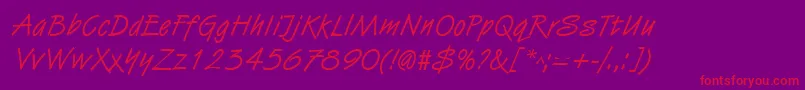 HandstrokeRegular Font – Red Fonts on Purple Background