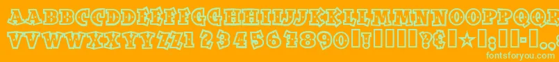 Spaceoutopen Font – Green Fonts on Orange Background