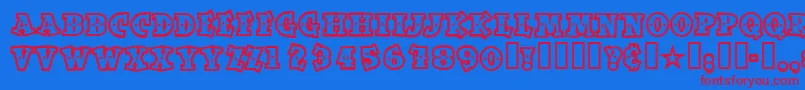 Spaceoutopen Font – Red Fonts on Blue Background