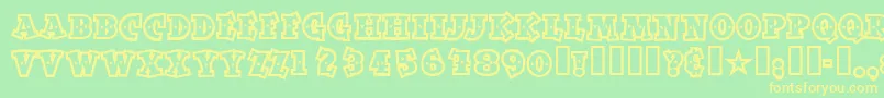 Spaceoutopen Font – Yellow Fonts on Green Background