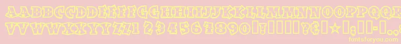 Spaceoutopen Font – Yellow Fonts on Pink Background