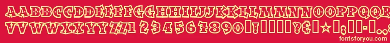 Spaceoutopen Font – Yellow Fonts on Red Background