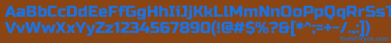 Czcionka RussooneRegular – niebieskie czcionki na brązowym tle