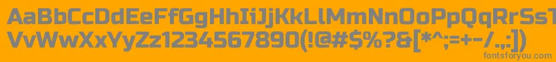 RussooneRegular-fontti – harmaat kirjasimet oranssilla taustalla