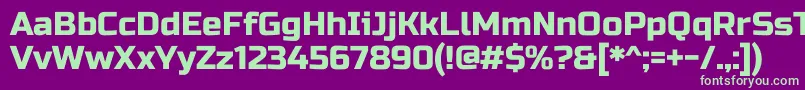 RussooneRegular-fontti – vihreät fontit violetilla taustalla