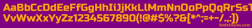 RussooneRegular-fontti – oranssit fontit violetilla taustalla