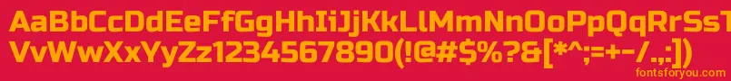 RussooneRegular-fontti – oranssit fontit punaisella taustalla